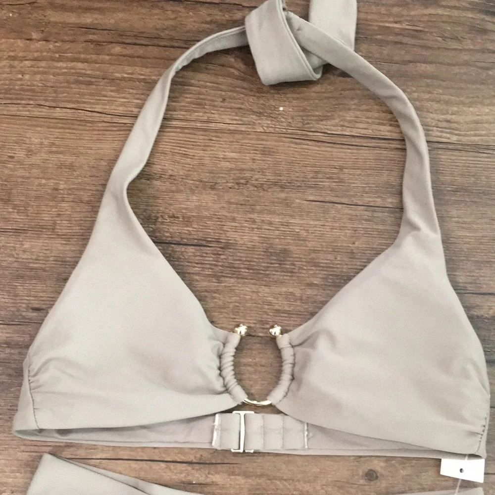 Aerie NWT Taupe Halter Bikini Set with Ring Detail - Picture 6 of 7
